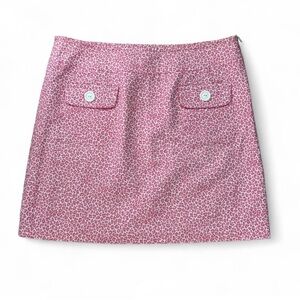 Skirtin Around Pink Mini Skirt Leopard with Button Accents